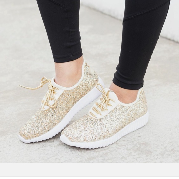 Forever Link Shoes - Gold Glitter Women's Sneakers